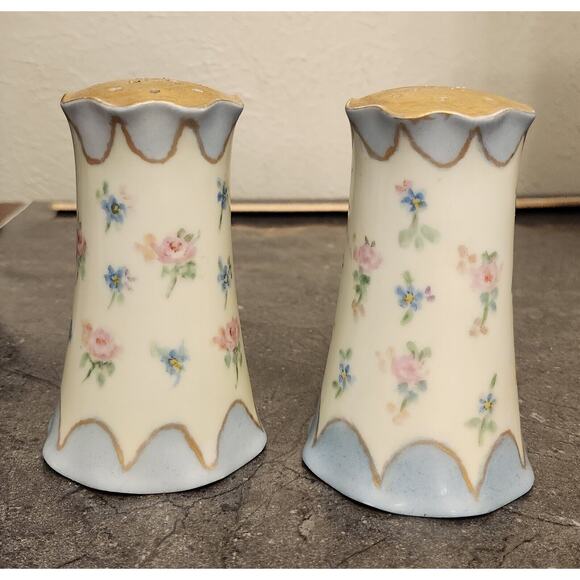 RS PRUSSIA HAND PAINTED ROSES TALCUM SHAKER SUGAR SHAKER Hat Pin Holder - Picture 2 of 5